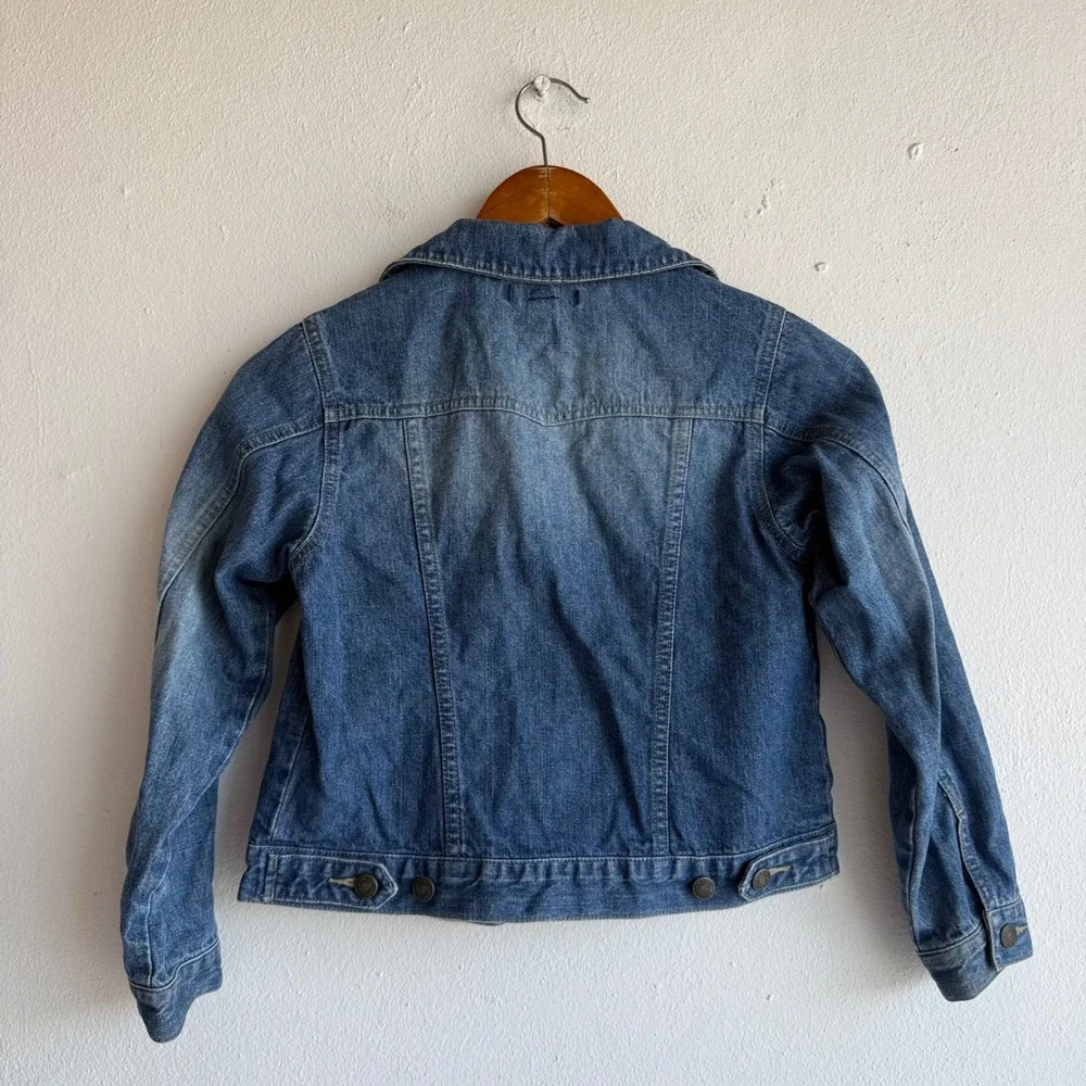 Lands End Kids Size 8 Blue Denim Jean Jacket Cotton Trucker Button Front